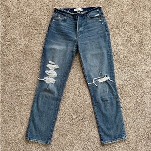 Abercrombie & Fitch distressed mid rise boyfriend ankle jeans, size 2L